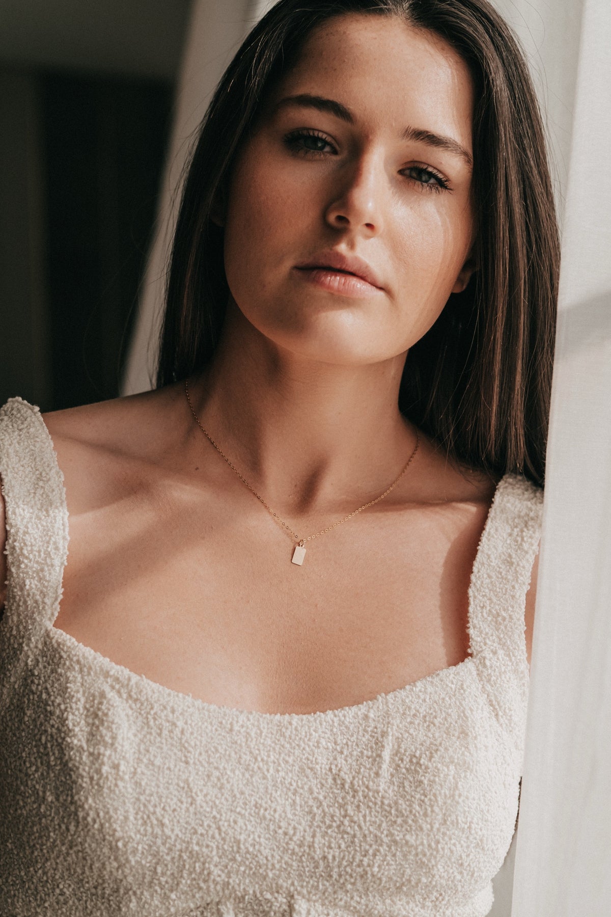 Gold Tag Necklace, worn