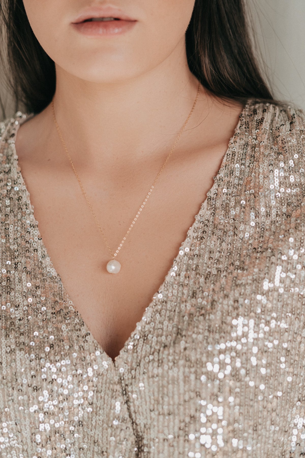 Baroque Pearl Pendant, detail