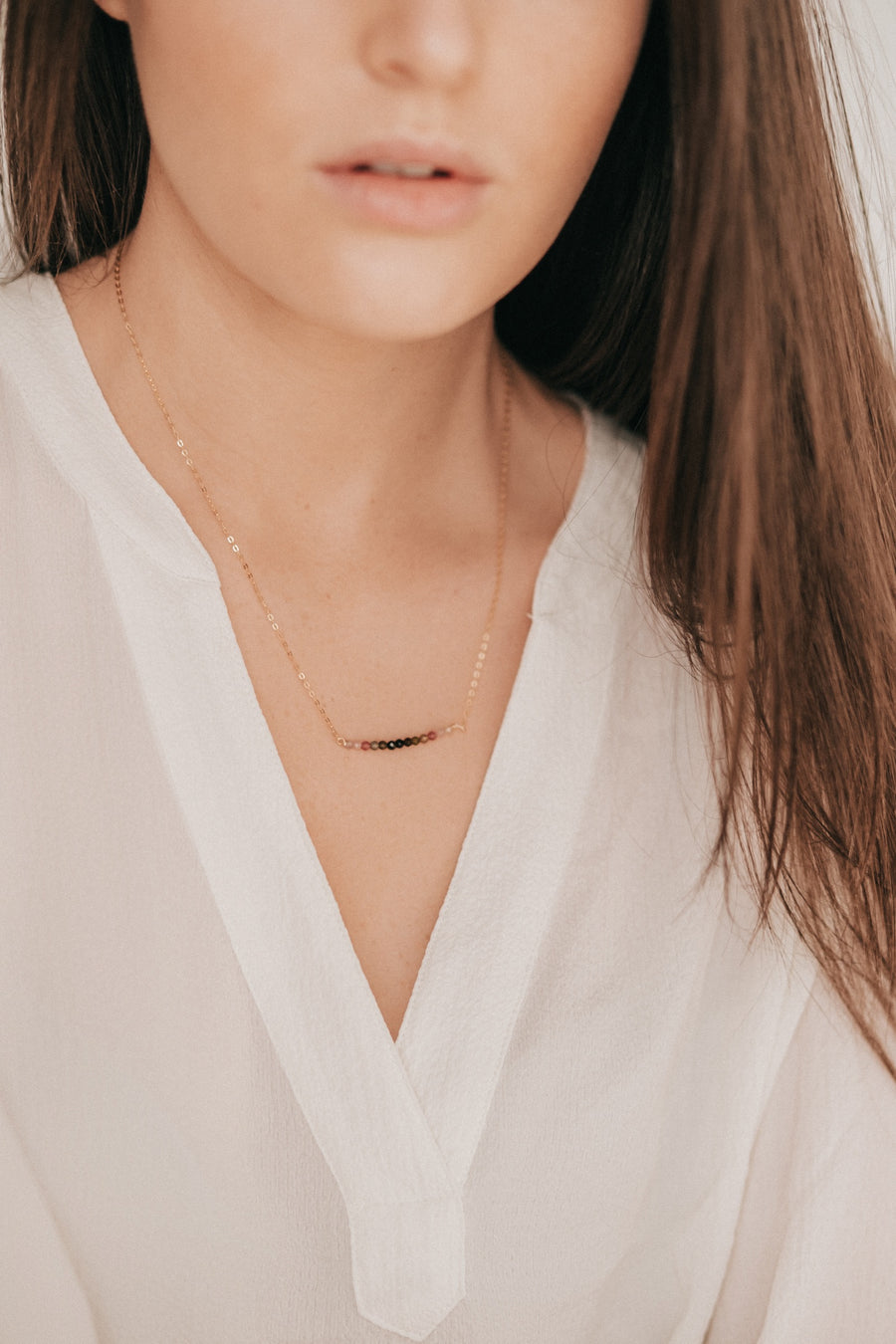 Tourmaline Ombré Bar Necklace
